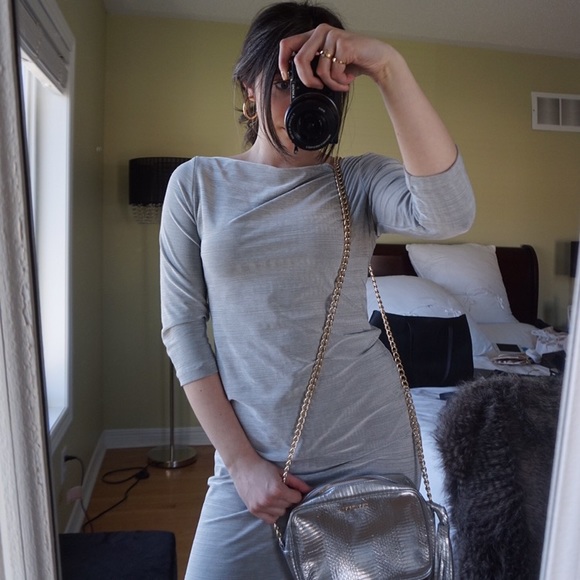 Grey/silver quarter sleeve dress - Picture 6 of 8